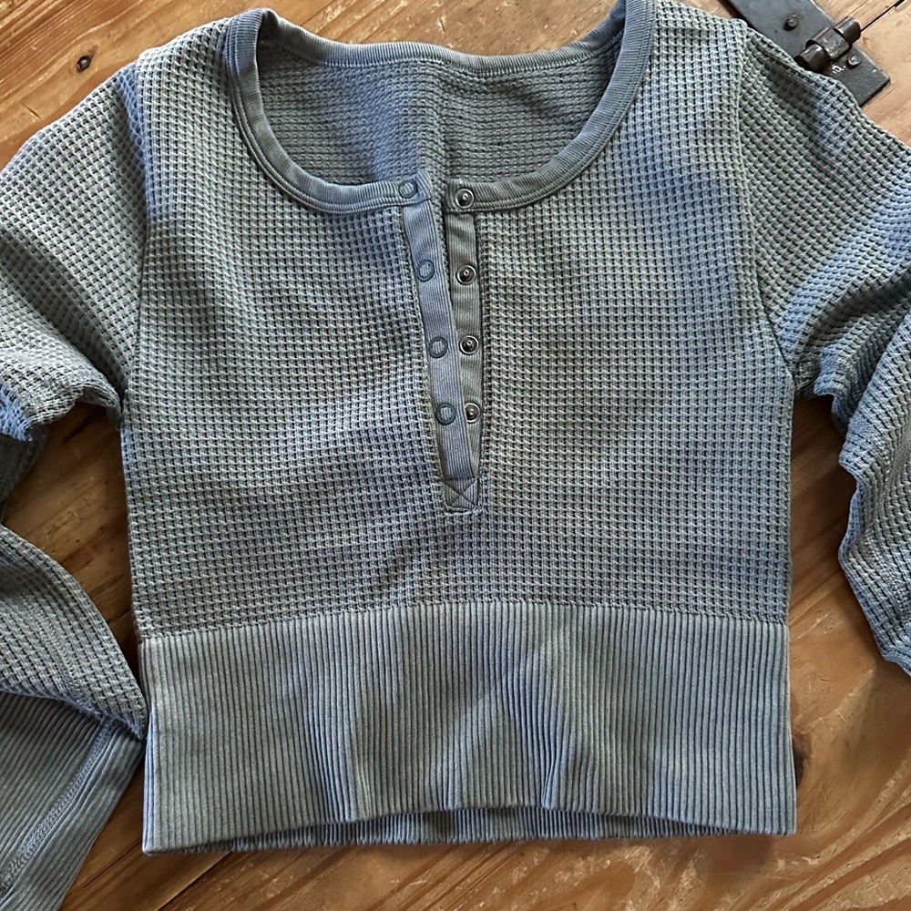 Aerie waffle weave long sleeve crop